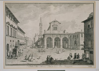 Vista de la Iglesia de San Pier Maggiore, Florencia de Giuseppe Zocchi